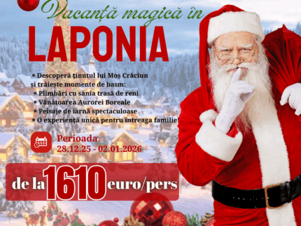 🎅 Trăiește magia sărbătorilor în Țara lui Moș Crăciun: 🛷 Plimbări cu sania trasă de reni 🌌 Aurora Boreală 🎄 Atmosferă de poveste de Revelion